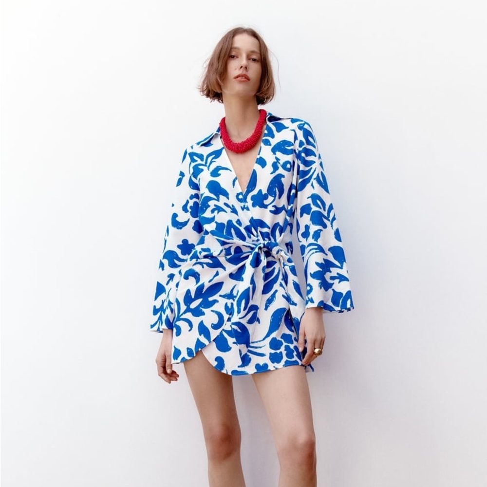 NWT Zara Print Dress with Knot